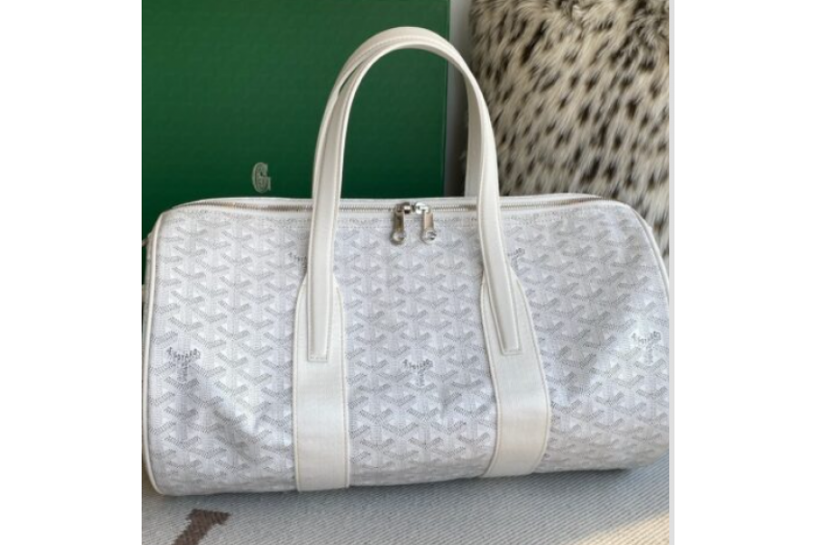 Goyard Barrel 40 Sports Bag White 