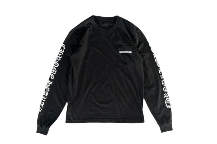 Chrome Hearts Black & White Neck Logo Longsleeve T-Shirt
