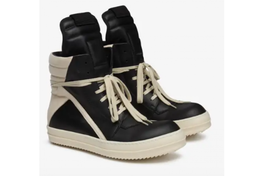 Rick Owens  Geobasket Leather Shoes - Black & Milk