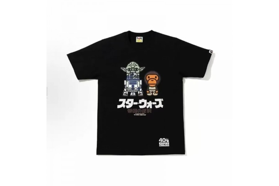 BAPE X Star Wars Baby Milo & Yoda Tee Black