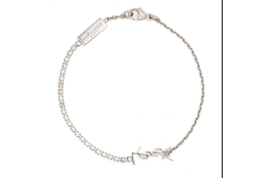 Saint Laurent  Crystal Monogram Chain Bracelet