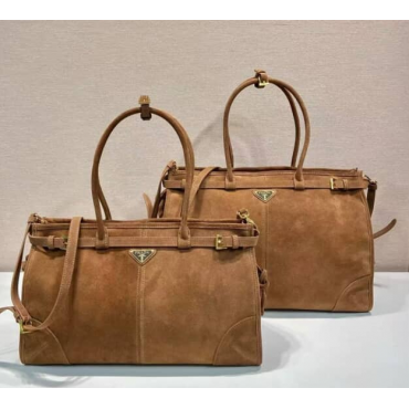 Prada Bonnie Large suede tote bag in brown Prada Bonnie Large s...