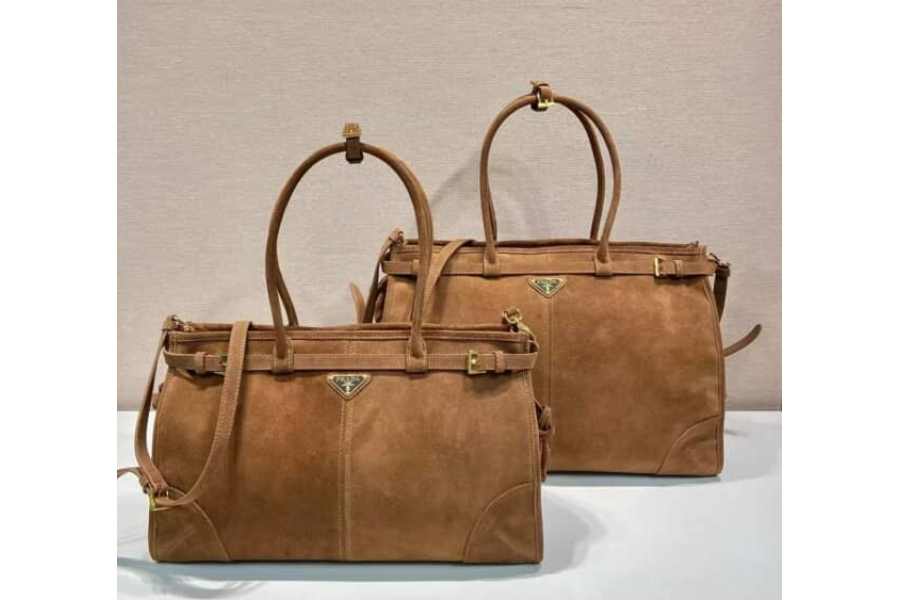 Prada Bonnie Large suede tote bag in brown