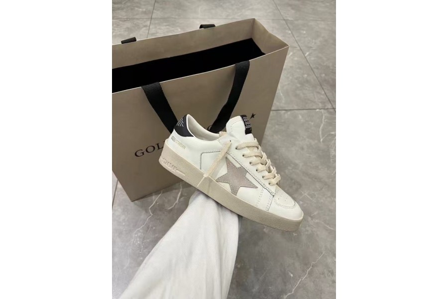 Golden Goose Stardan White Gold Black Glitter Heel