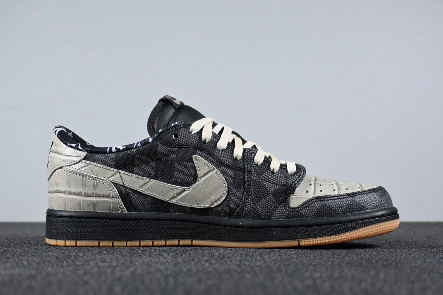 VL x Air Jordan 1 Retro Checked Black Trainers 