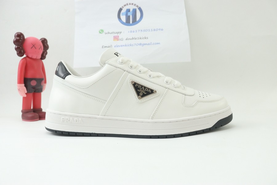 Prada Downtown Leather Low-top White Runner Sneakers Sporty Casual Shoes