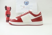 Prada Downtown Leather Low-top White And Red Runner Sneakers Sporty Casual Shoes