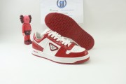 Prada Downtown Leather Low-top White And Red Runner Sneakers Sporty Casual Shoes