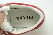 Prada Downtown Leather Low-top White And Red Runner Sneakers Sporty Casual Shoes