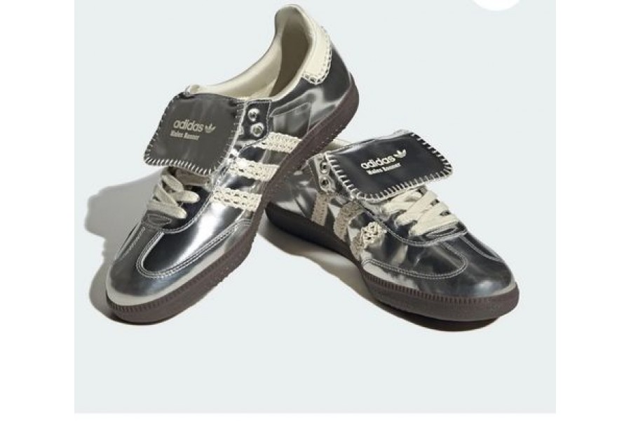 WALES BONNER SILVER SAMBA SHOES