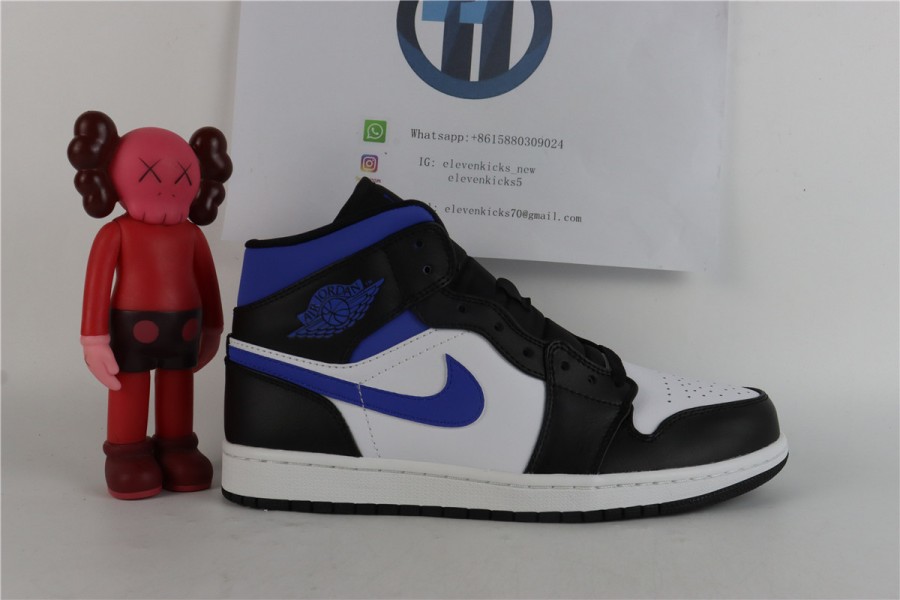 Jordan 1 Mid White Black Racer Blue