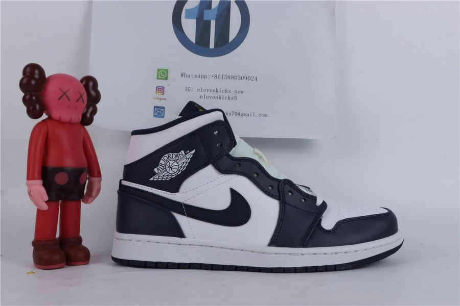 Jordan 1 Mid White Metallic Gold Obsidian