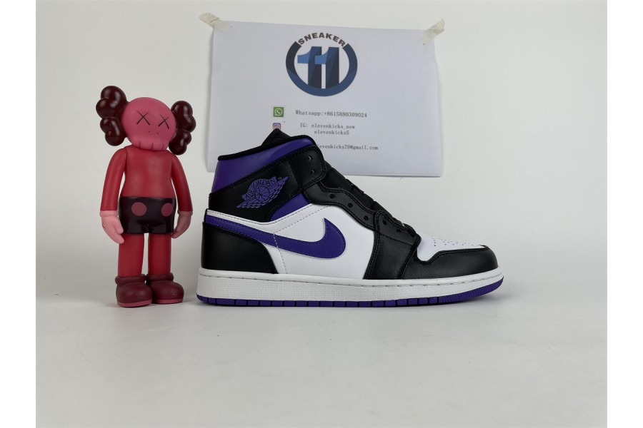 Jordan 1 Mid White Black Purple