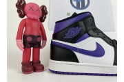 Jordan 1 Mid White Black Purple