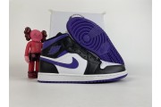 Jordan 1 Mid White Black Purple