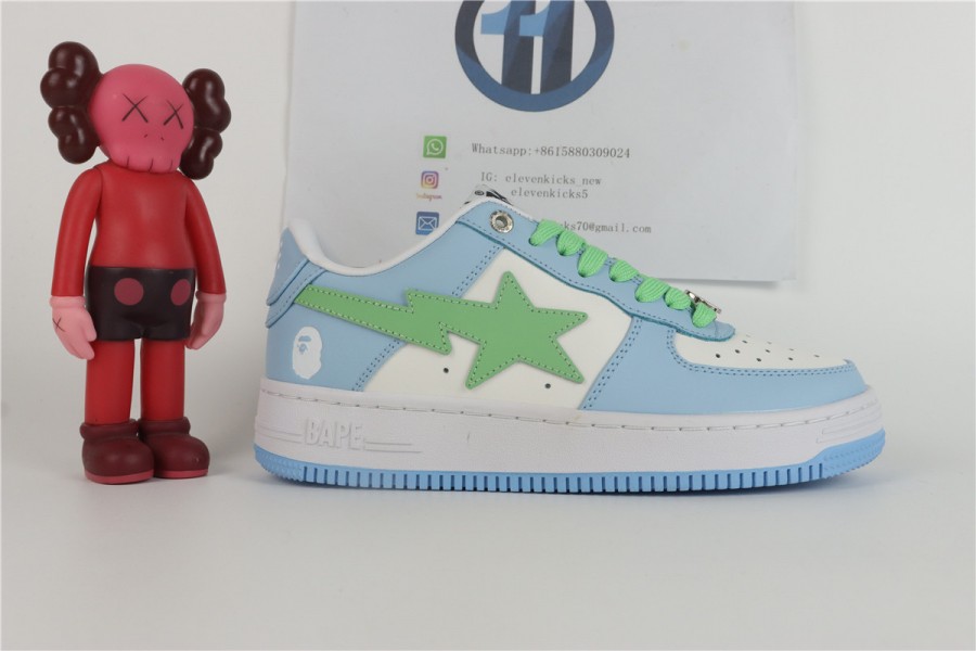 White & Blue Sk8 Sta Low Top Sneakers