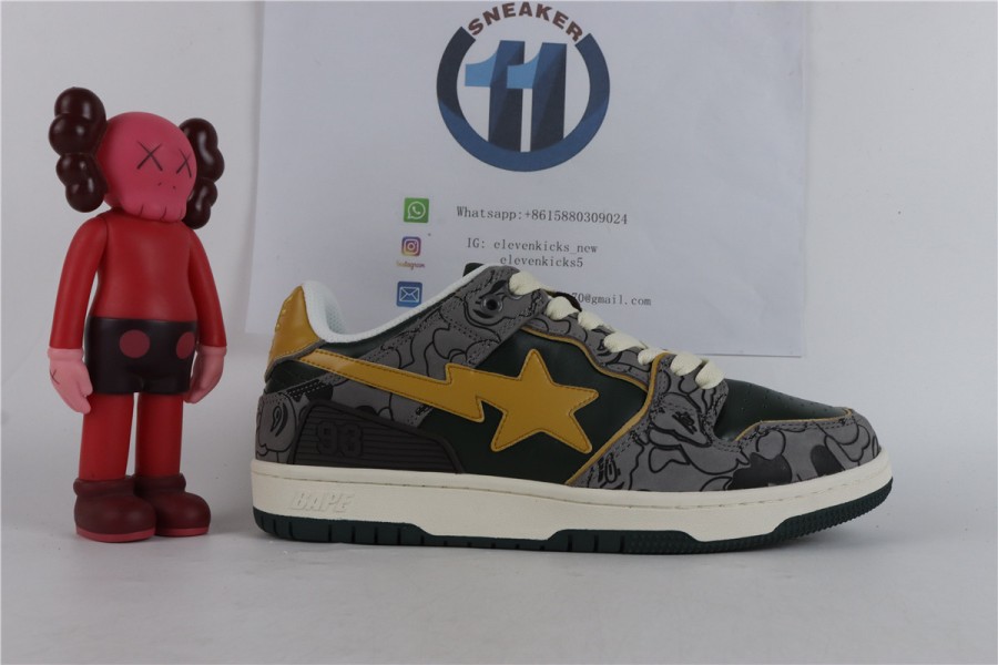 A Bathing Ape Bape SK8 Sta Grey Mustard Yellow