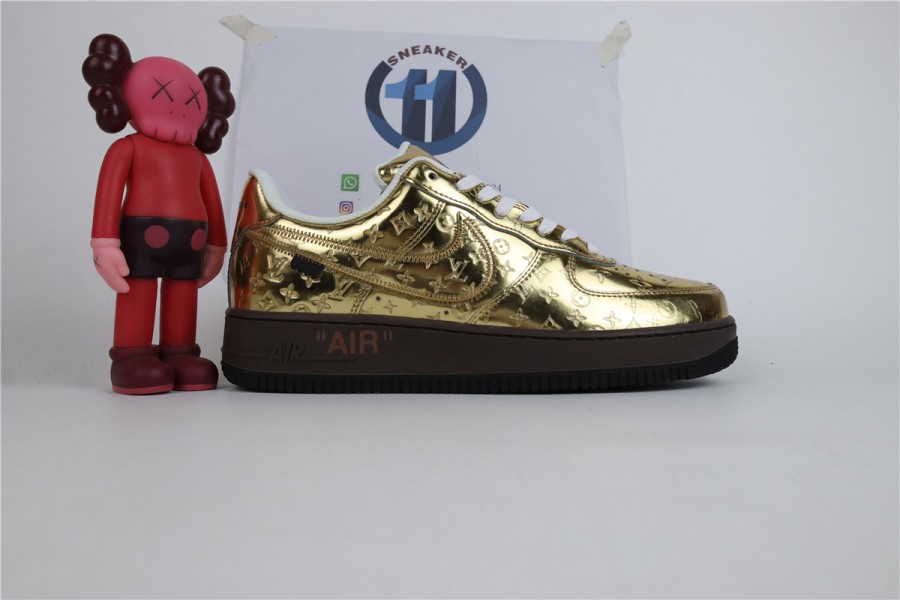 LV x Nike Air Force 1 by Virgil Abloh Gold