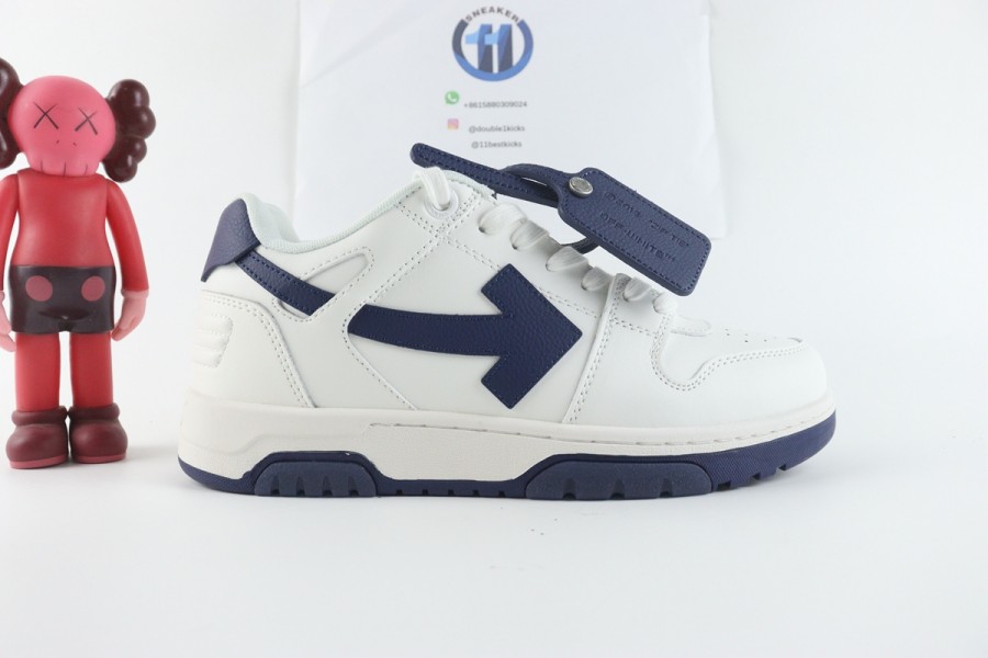 OFF-WHITE Out Of Office OOO Low Tops White White Navy Blue
