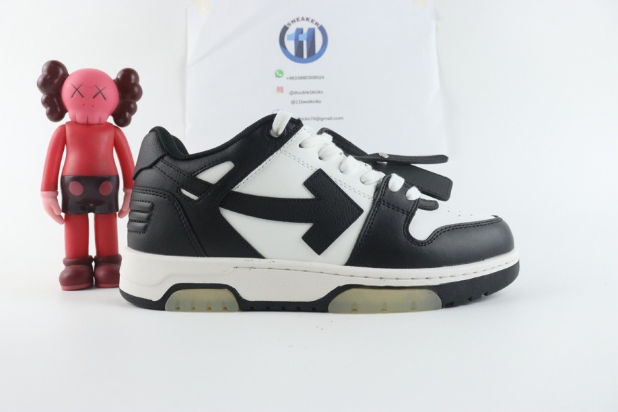 OFF-WHITE Out Of Office OOO Low Tops White Black White